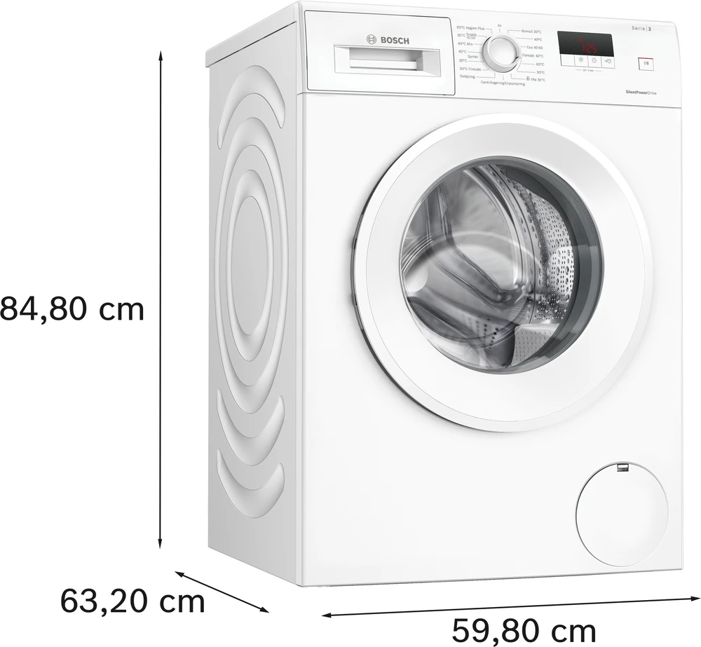 Skalbimo mašina Bosch WGE03200SN Serija 2, Skalbyklė, pakraunama iš priekio, 8kg, maks. 1200 aps./min.