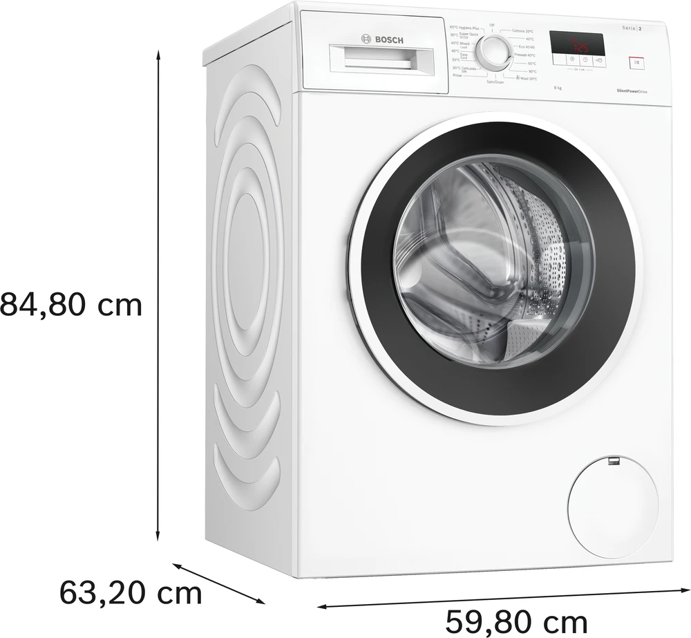 Skalbimo mašina Bosch WGE03400SN Serija 2, Skalbyklė, pakraunama iš priekio, 8kg, maks. 1400 aps./min.