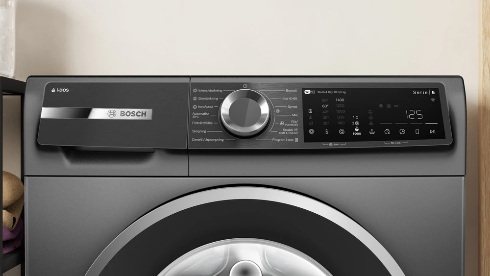 Bosch WNG254A1SN Serija 6, Skalbyklė-džiovyklė, 10.5/6kg, maks. 1400 aps./min., Pilkasis ketus