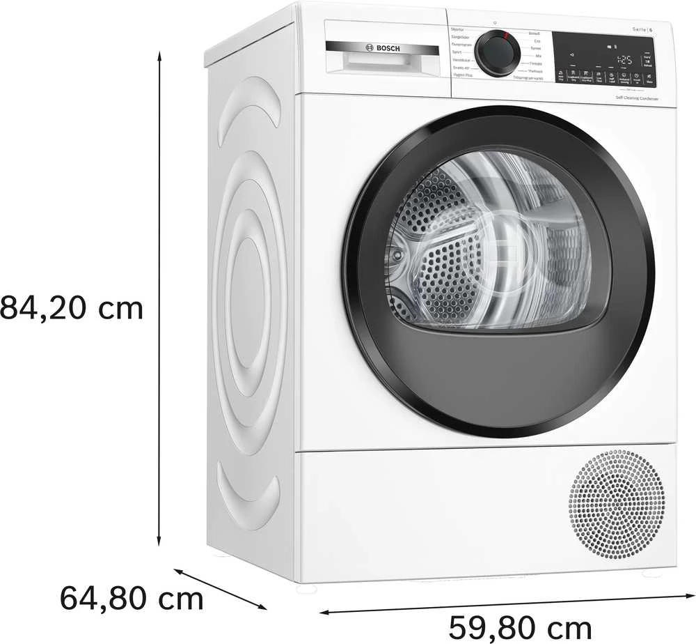 Džiovyklė Bosch Serija 6 WQG245D9SN, su šilumos siurbliu, 9 kg
