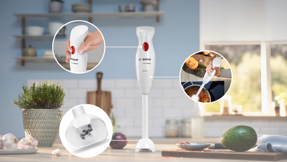 Bosch MSM14200 Rankinis trintuvas, CleverMixx, 400 W, Baltas, giliai raudona