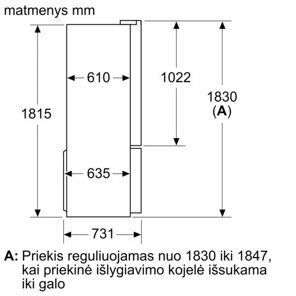 Bosch KFN96AXEA Serija 4, Prancūziško tipo apačioje montuojamas šaldiklis, 5 durų, 183 x 90.5 cm, Juodas šlifuotas plienas, atsparus pirštų atspaudams, Total No Frost