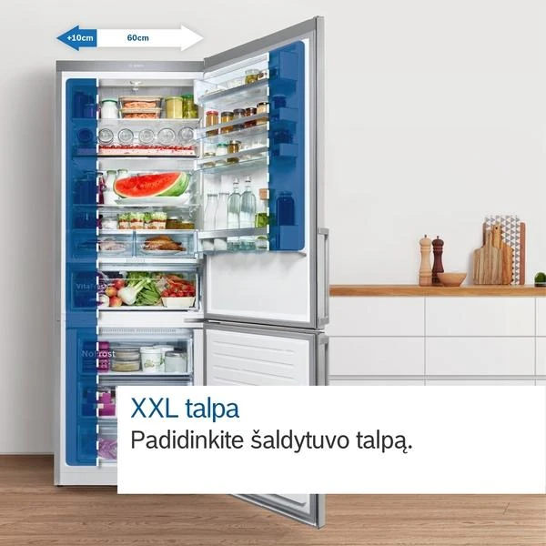 Bosch Serie 4 KFN96VPEA side-by-side šaldytuvas Freestanding 605 L E Nerūdijantis plienas