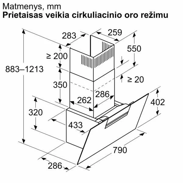 Bosch DWK87FN60 Serija 4, Prie sienos montuojamas gartraukis, 80 cm, skaidrus stiklas su juodu atspaudu, Juoda