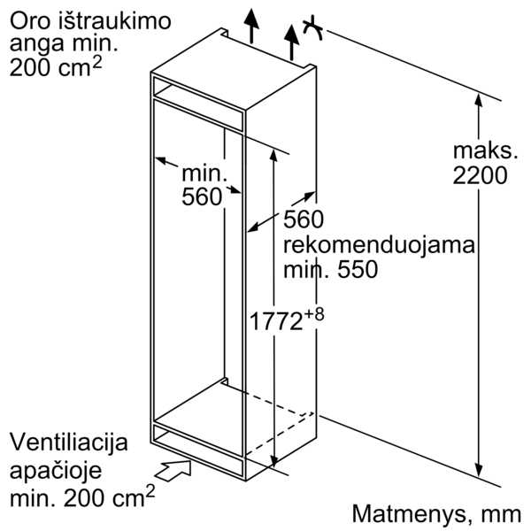 Įmontuojamasis šaldytuvas Bosch KIN86NSE0 NoFrost