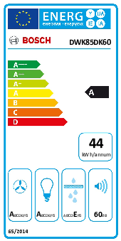 Bosch ‎DWK85DK60 DWK85DK60 Serija 2, Prie sienos montuojamas gartraukis, 80 cm, skaidrus stiklas su juodu atspaudu, Juoda
