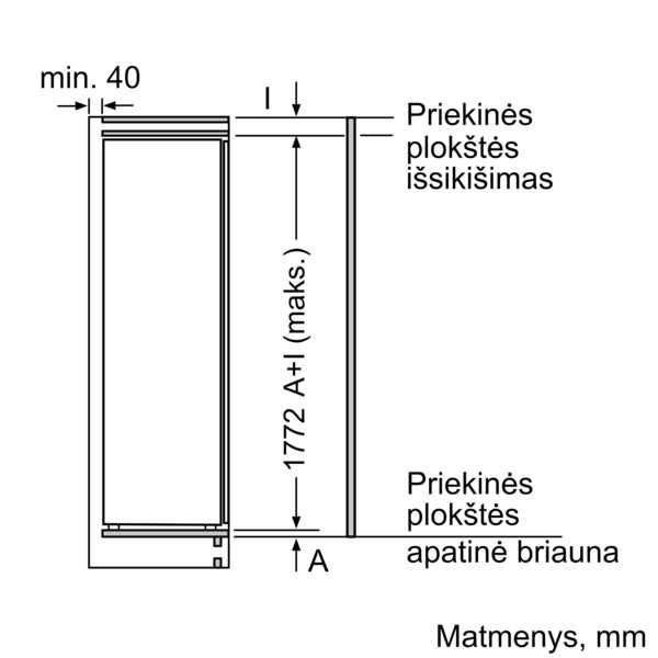 Bosch KIL82VFE0 Serija 4, Įmontuojamasis šaldytuvas su šaldiklio skyriumi, 177.2 x 54.1 cm, plokščias vyris