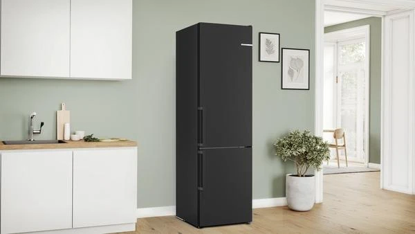 Bosch KGN39VXCT Serija 4, Laisvai statomas šaldytuvas-šaldiklis su šaldiklio skyriumi apačioje, 203 x 60 cm, Juodas šlifuotas plienas, atsparus pirštų atspaudams