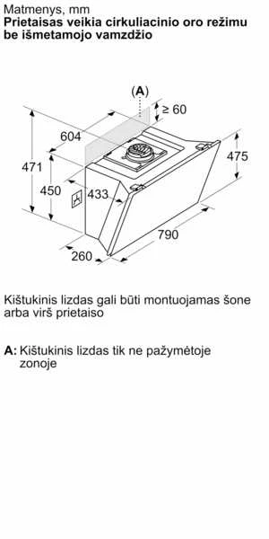 Bosch DWK81AN60 Serija 8, Prie sienos montuojamas gartraukis, 80 cm, skaidrus stiklas su juodu atspaudu, Juoda