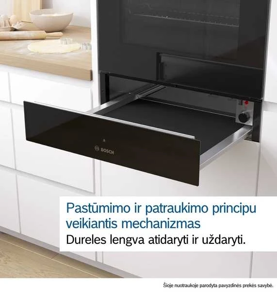 Bosch BIC7101B1 Serija 8, Įmontuojamasis šildymo stalčius, 60 x 14 cm, Juodas