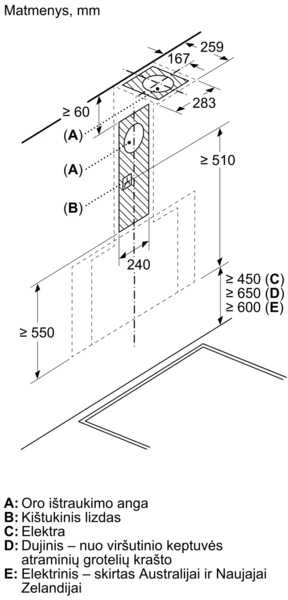 Bosch DWK91LT60 Serija 8, Prie sienos montuojamas gartraukis, 90 cm, skaidrus stiklas su juodu atspaudu, Juoda