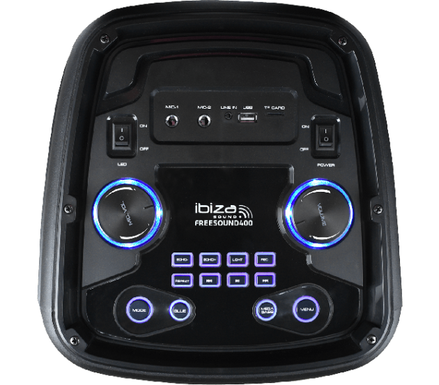 Ibiza FREESOUND400 NEŠIOJAMA GARSO SISTEMA SU AKUMULIATORIUMI BLUETOOTH/USB/TF/RC, 2X 8′′