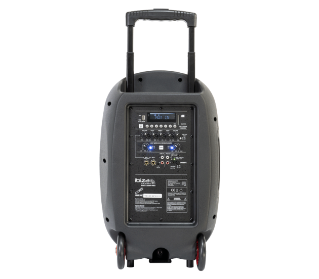 Ibiza Sound PORT12UHF-MKII NEŠIOJAMA GARSO SISTEMA SU AKUMULIATORIUMI + 2X UHF BELAIDŽIAI MIKROFONAI, USB/SD/AUX/BLUETOOTH, 12''/30CM