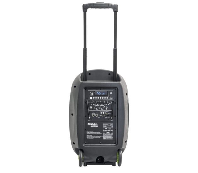 Ibiza Sound PORT15VHF-MKII NEŠIOJAMA GARSO SISTEMA SU AKUMULIATORIUMI + 2X VHF BELAIDŽIAI MIKROFONAI, USB/SD/AUX/BLUETOOTH, 15′′/38CM
