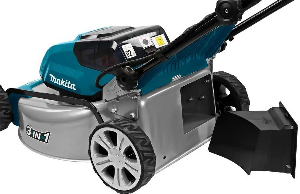 Makita akumuliatorinė vejapjovė DLM460Z 2x18 V, 46 cm, 3 viename (pjovimas / surinkimas / mulčiavimas), plieno korpusas, be akumuliatoriaus ir kroviklio