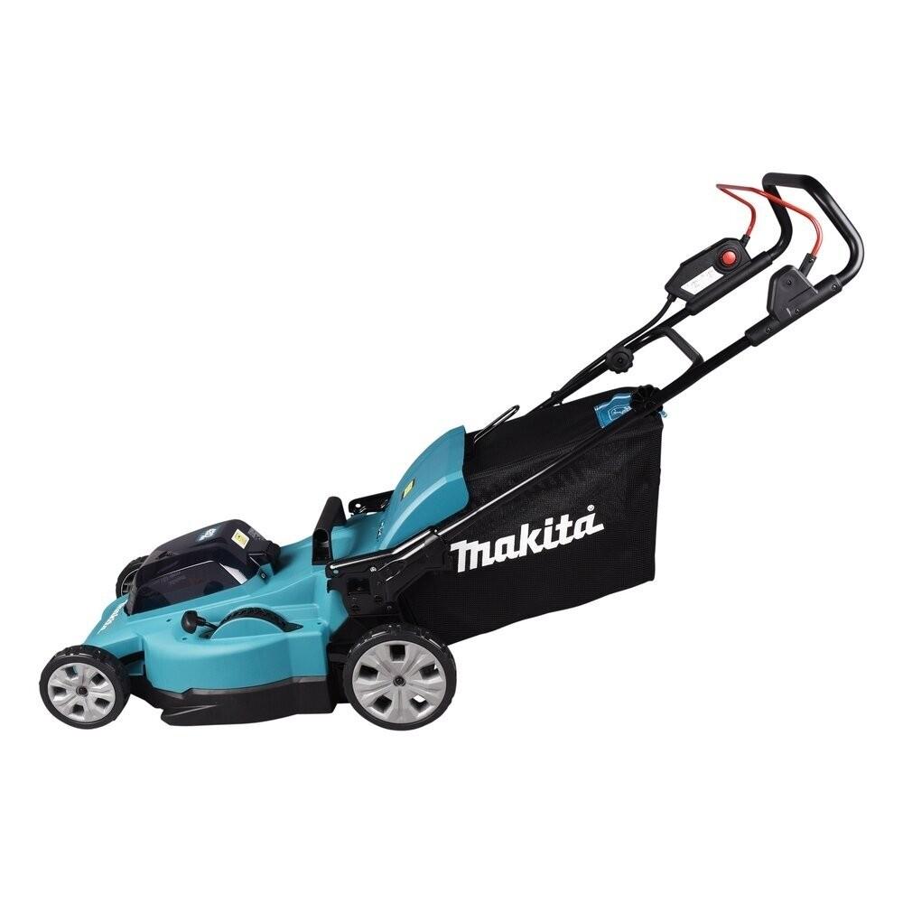 Akumuliatorinė vejapjovė Makita DLM480CT2 2x 18 V, 48 cm, DC18SH įkroviklis 2x 5,0 Ah Li-ion akumuliatioriams, 4/1 (Pjovimas/Surinkimas/Mulčiavimas/Galinis išmetimas), Plastikinis korpusas