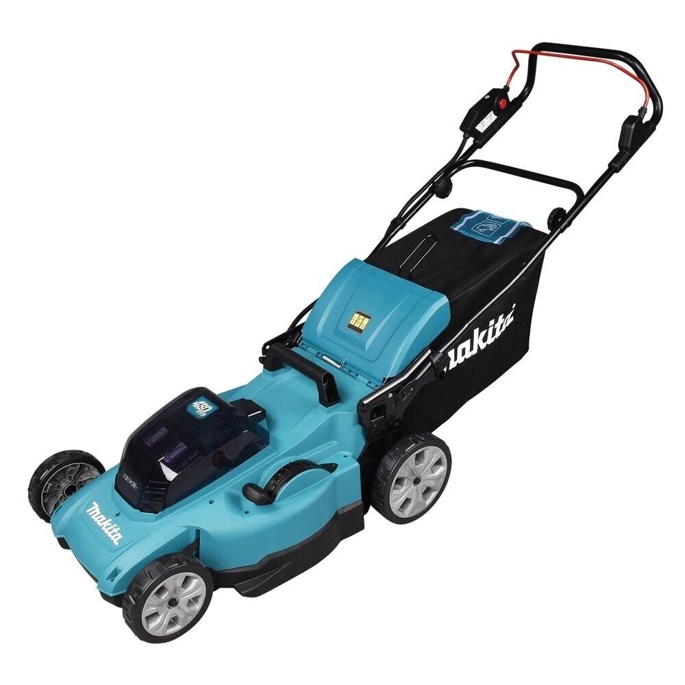 Akumuliatorinė vejapjovė Makita DLM480CT2 2x 18 V, 48 cm, DC18SH įkroviklis 2x 5,0 Ah Li-ion akumuliatioriams, 4/1 (Pjovimas/Surinkimas/Mulčiavimas/Galinis išmetimas), Plastikinis korpusas