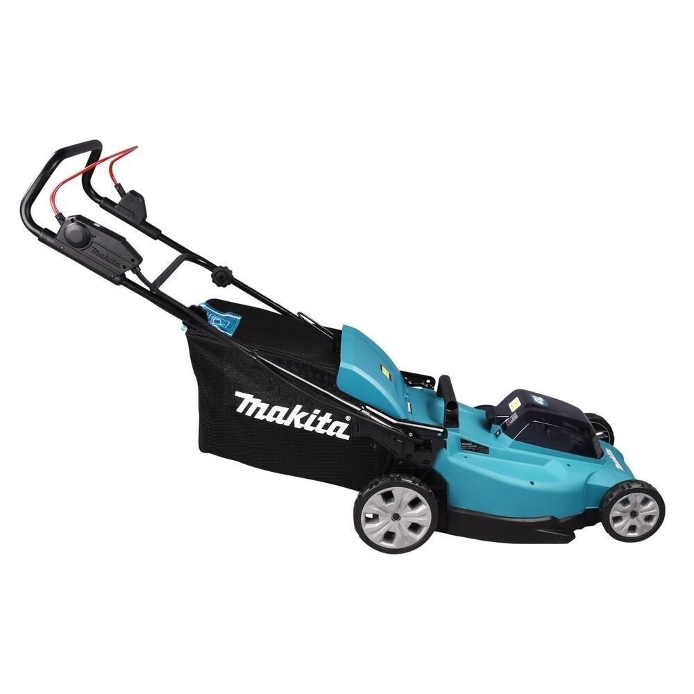 Akumuliatorinė vejapjovė Makita DLM480CT2 2x 18 V, 48 cm, DC18SH įkroviklis 2x 5,0 Ah Li-ion akumuliatioriams, 4/1 (Pjovimas/Surinkimas/Mulčiavimas/Galinis išmetimas), Plastikinis korpusas