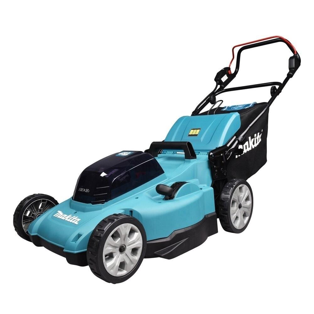 Akumuliatorinė vejapjovė Makita DLM480CT2 2x 18 V, 48 cm, DC18SH įkroviklis 2x 5,0 Ah Li-ion akumuliatioriams, 4/1 (Pjovimas/Surinkimas/Mulčiavimas/Galinis išmetimas), Plastikinis korpusas