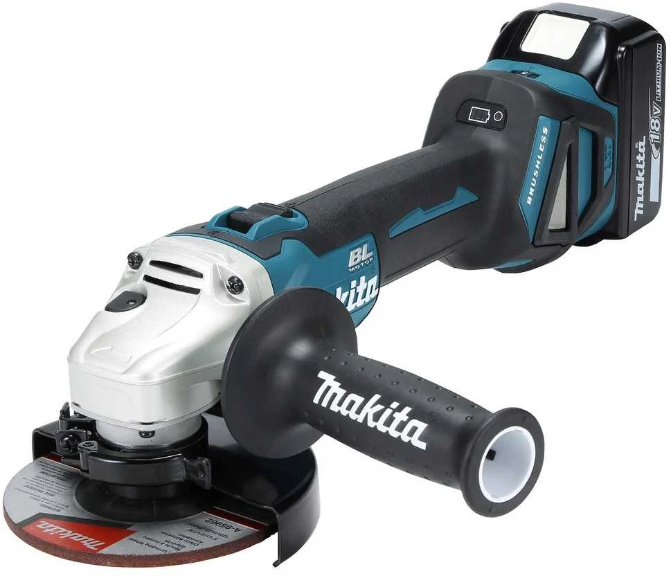 Makita DGA511Z Akumuliatorinis kampinis šlifuoklis, greičio reguliavimas 3000-8500min-1, 18V, ø125mm, komplektuojama be akumuliatorių ir kroviklio!