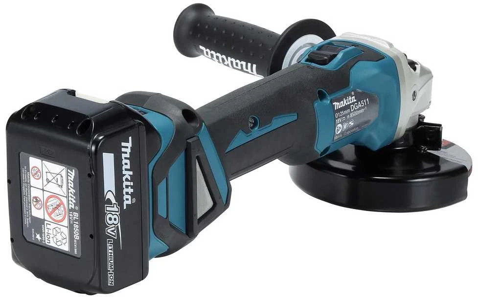 Makita DGA511Z Akumuliatorinis kampinis šlifuoklis, greičio reguliavimas 3000-8500min-1, 18V, ø125mm, komplektuojama be akumuliatorių ir kroviklio!