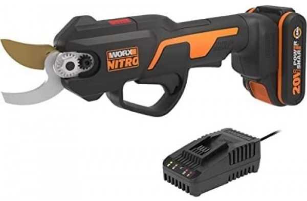 WORX 20V 25 mm akumuliatorinės bešepetėlinės genėjimo žirklės - su akumuliatoriumi ir įkrovikliu (WG330E)