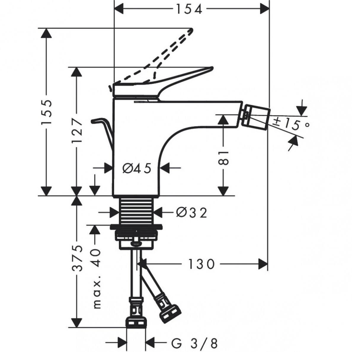 Bidė maišytuvas Hansgrohe Vivenis 75200000, chromas