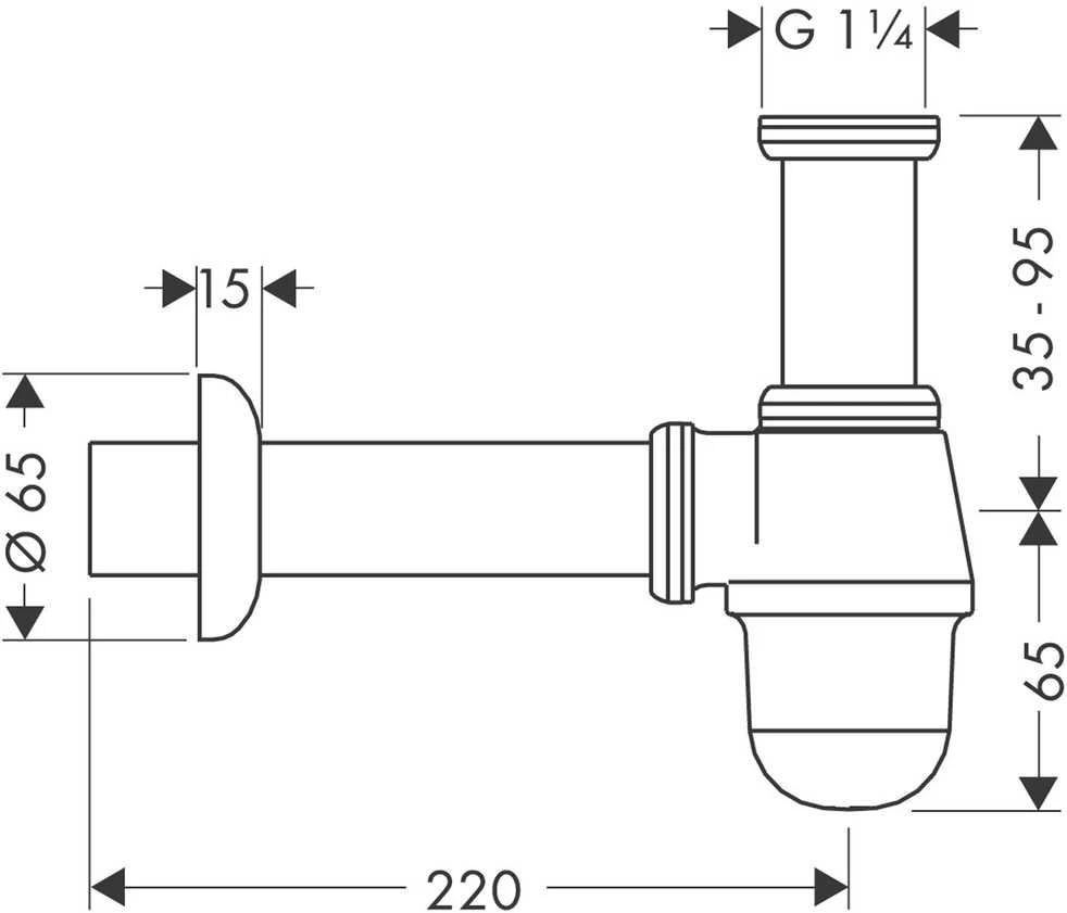 Hansgrohe bidē sifons, 1¼ x 32 mm, hromēts misiņš