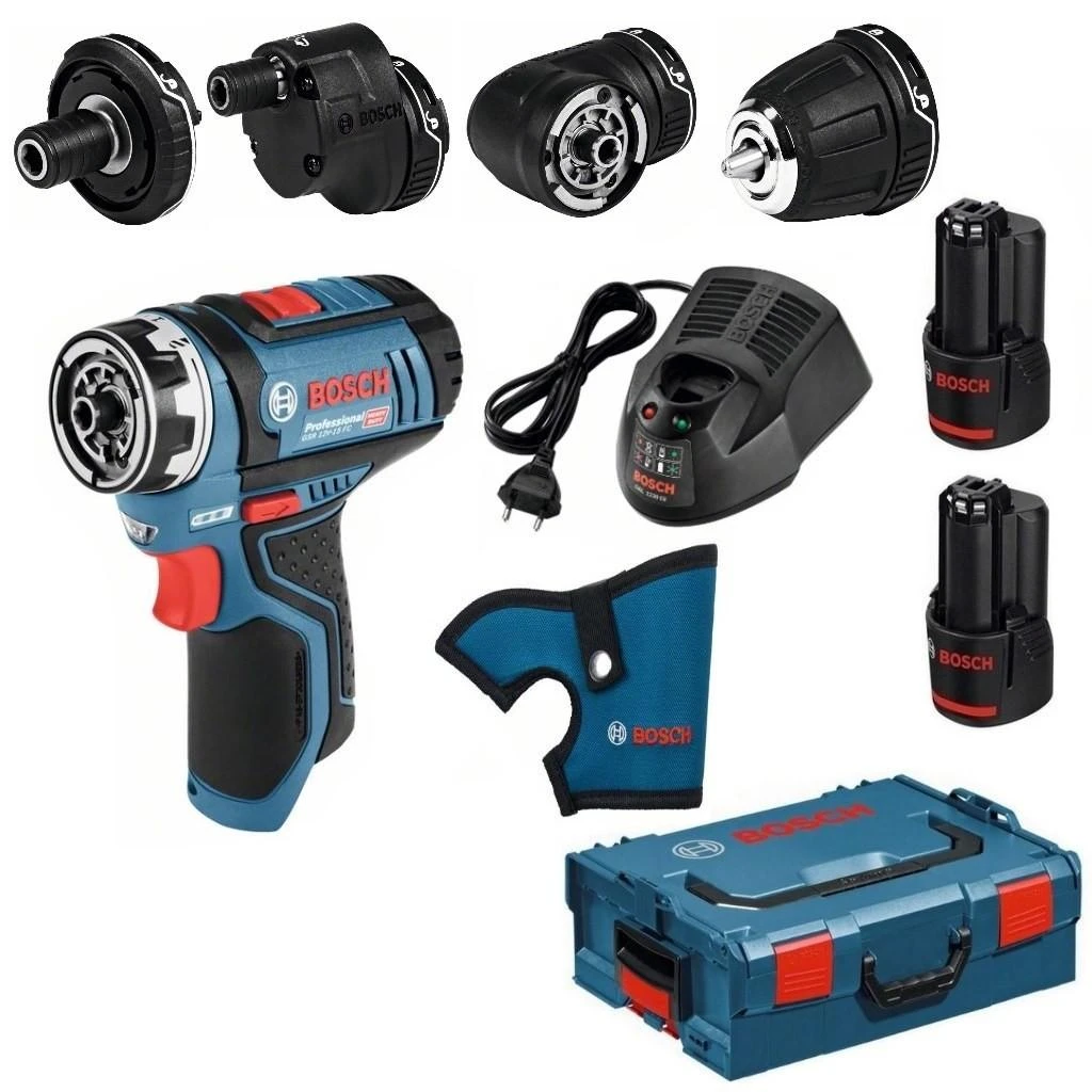 Bosch Akumuliatorinis gręžtuvas-suktuvas GSR 12V-15 FC Set, 2x2.0Ah, 4xGFA