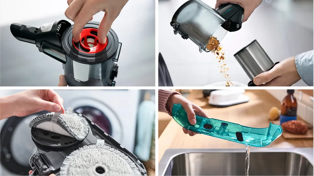 Įkraunamasis du viename dulkių siurblys Bosch Unlimited 7 ProHygienic Aqua, baltas aprašymas - Prekės nuotrauka