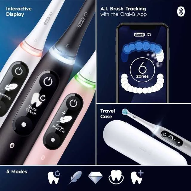 Oral-B Elektrinis dantų šepetėlis | iO6s | Įkraunamas | Suaugusiems | Šepetėlių skaičius galvutės įeina 1 | Number of teeth brushing modes 5 | Juodas Lava