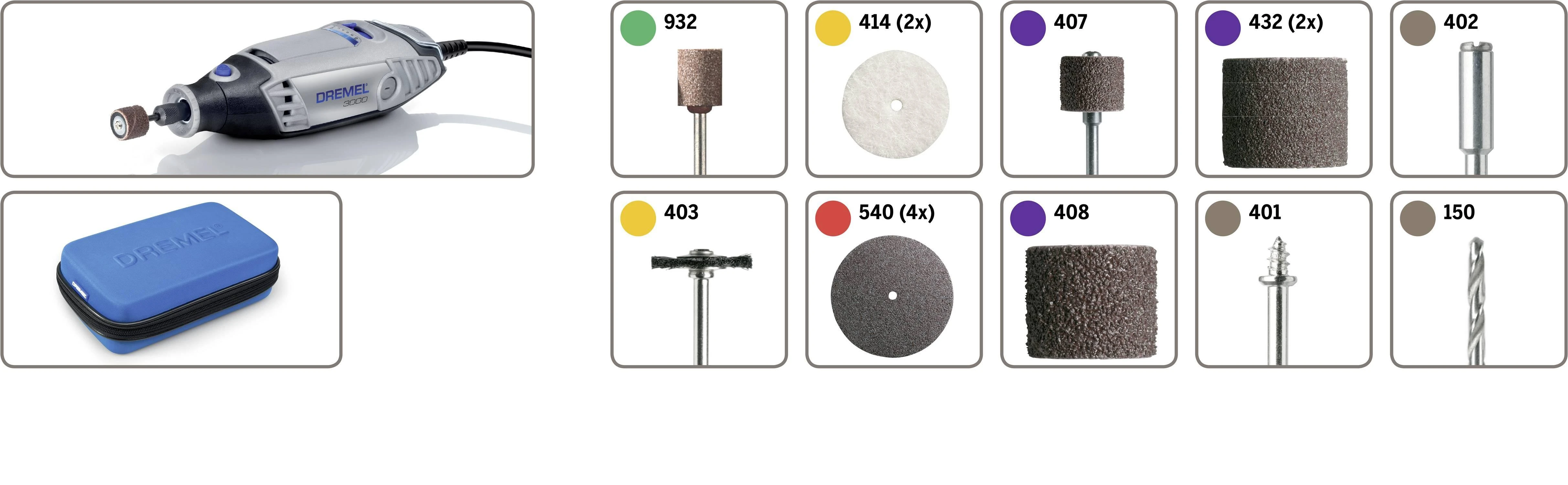 DREMEL 3000 serijos rotacinis įrankis + 15 priedų