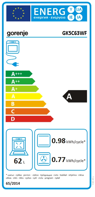 Viryklė GORENJE GK5C63WF aprašymas - Prekės nuotrauka