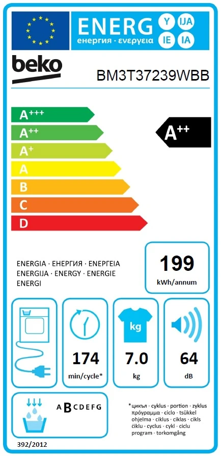 Džiovyklė Džiovintuvas BEKO BM3T37239WBB aprašymas - Prekės nuotrauka