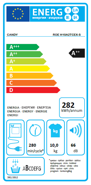 Džiovyklė Candy ROE H10A2TCEX-S aprašymas - Prekės nuotrauka