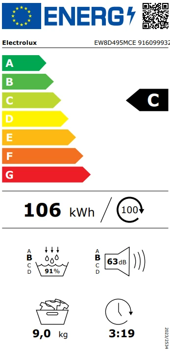 Electrolux džiovyklė siltumsūkņa 9kg EW8D495MCE aprašymas - Prekės nuotrauka