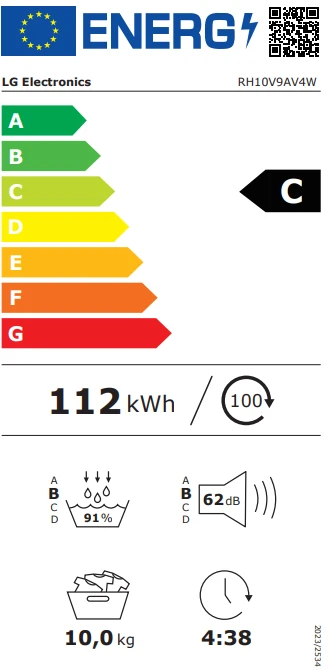 Džiovyklė LG RH10V9AV4W aprašymas - Prekės nuotrauka
