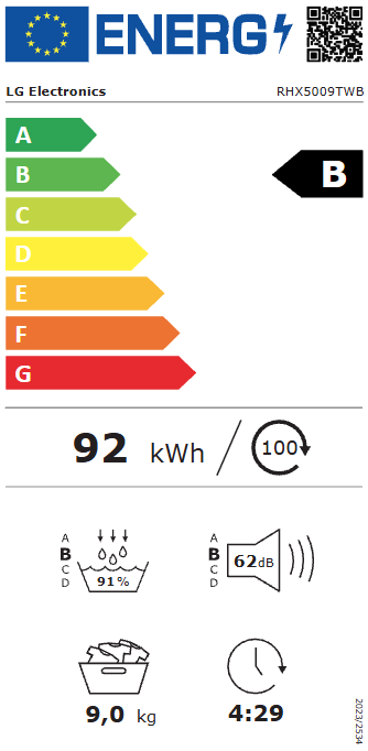 Džiovyklė LG RHX5009TWB aprašymas - Prekės nuotrauka