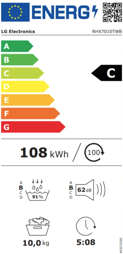 Džiovyklė LG RHX7010TWB aprašymas - Prekės nuotrauka