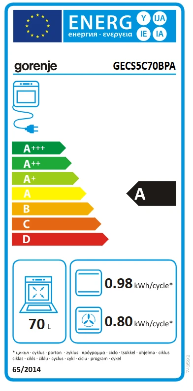 Elektrinė viryklė Gorenje GECS5C70BPA aprašymas - Prekės nuotrauka