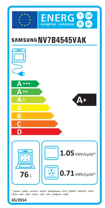 Įmontuojama dviguba garinė orkaitė Samsung NV7B4545VAK aprašymas - Prekės nuotrauka
