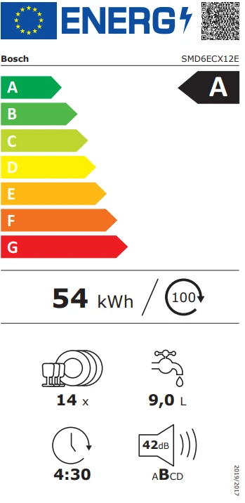 Įmontuojama indaplovė Bosch SMD6ECX12E aprašymas - Prekės nuotrauka
