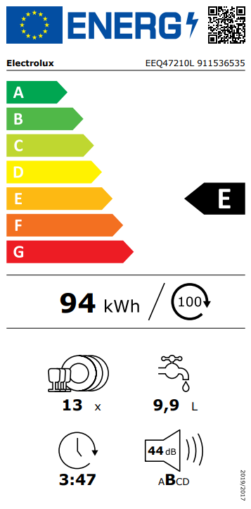 Įmontuojama indaplovė Electrolux EEQ47210L aprašymas - Prekės nuotrauka