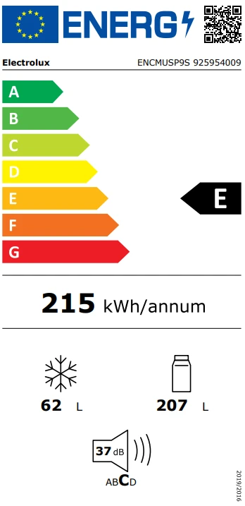 Įmontuojamas šaldytuvas Electrolux 600, TwinTech, ENCMUSP9S aprašymas - Prekės nuotrauka