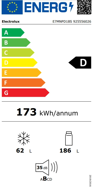 Įmontuojamas šaldytuvas Electrolux 700 serija, TwinTech, E7MNPD18S aprašymas - Prekės nuotrauka
