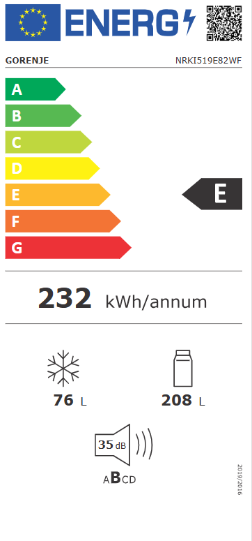 Šaldytuvas Gorenje NRKI519E82WF aprašymas - Prekės nuotrauka
