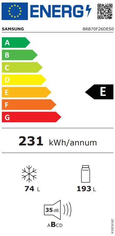 Įmontuojamas šaldytuvas Samsung Space Max, No Frost, BRB70F26DES0EO aprašymas - Prekės nuotrauka