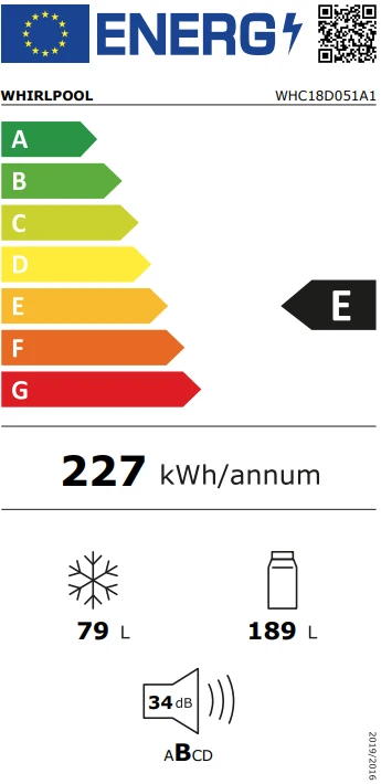 Įmontuojamas šaldytuvas Whirlpool WHC18D051A1 aprašymas - Prekės nuotrauka
