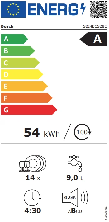 Indaplovė Bosch SBI4ECS28E aprašymas - Prekės nuotrauka