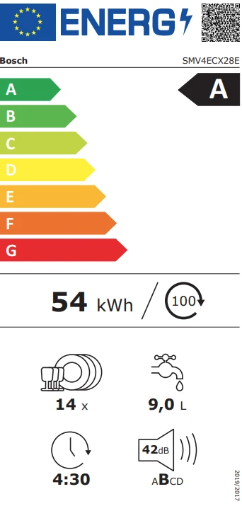 Indaplovė Bosch SMV4ECX28E Integruota įdiegta 14 rinkinių. 60 cm aprašymas - Prekės nuotrauka